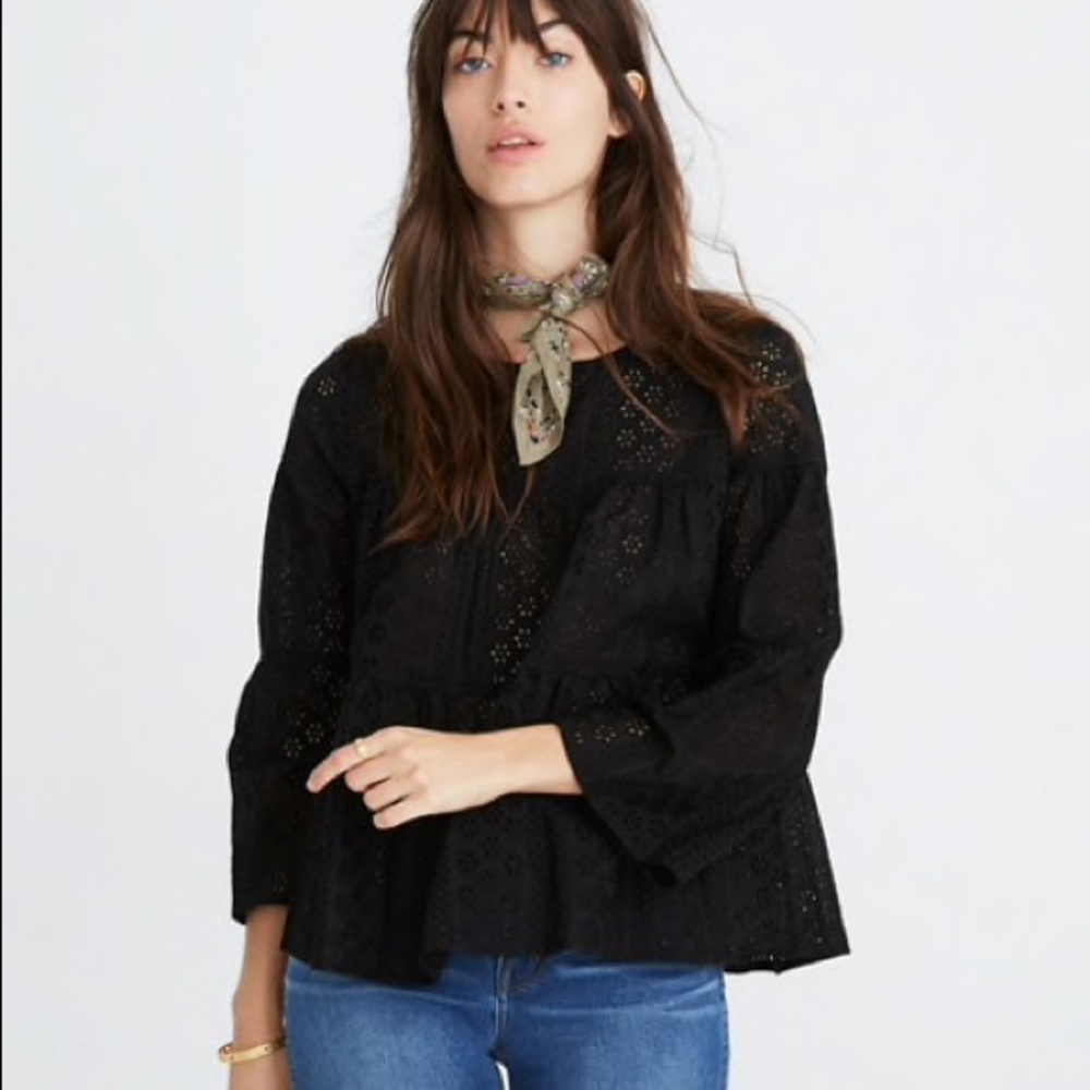 MADEWELL Eyelet Tiered Top NWT XS Black